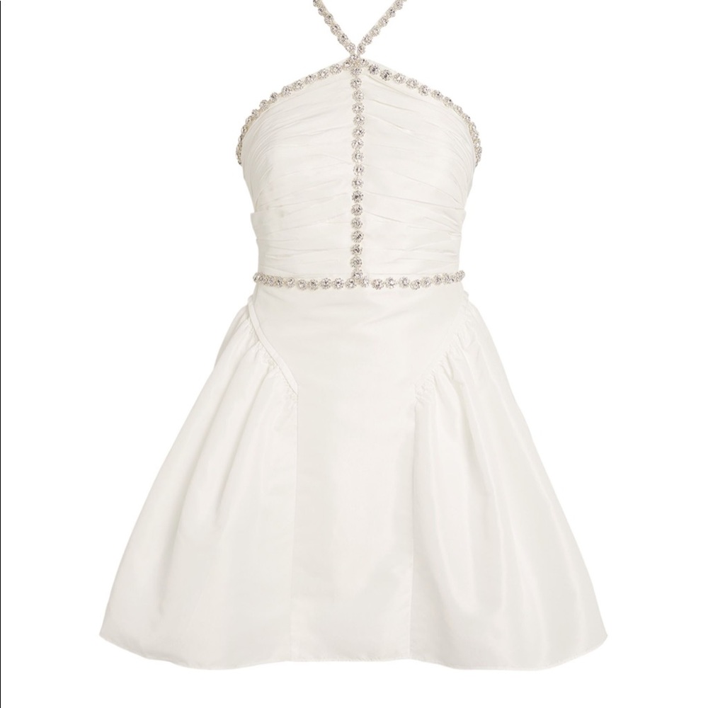 SELF-PORTRAIT Diamanté-embellished Taffeta Mini Dress - Size 0